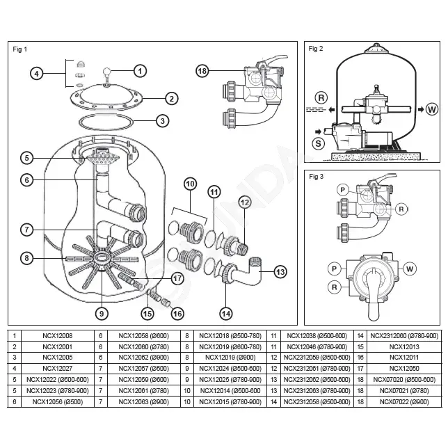 Фильтр Hayward NC900SE2 polyes (32m3/h, 450kg, бок, 2"), AquaViva