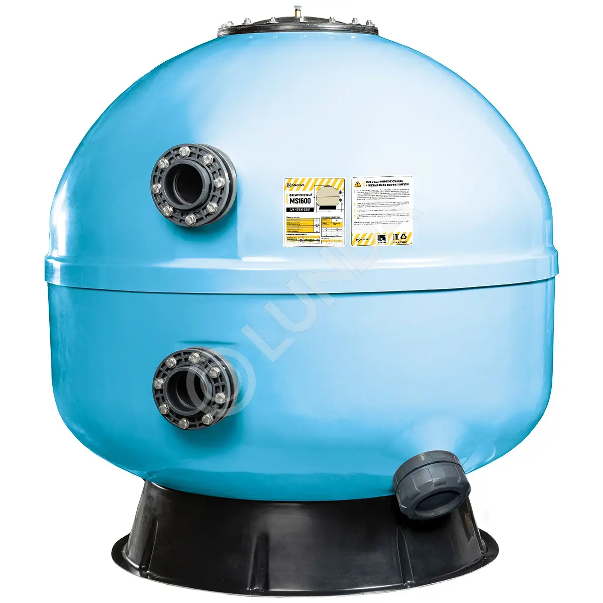 Фильтр MS1600 (101m3/h, 1600mm, 3060kg, 110mm, 2,5Бар,1м засыпка)+люк д/выгрузки, AquaViva