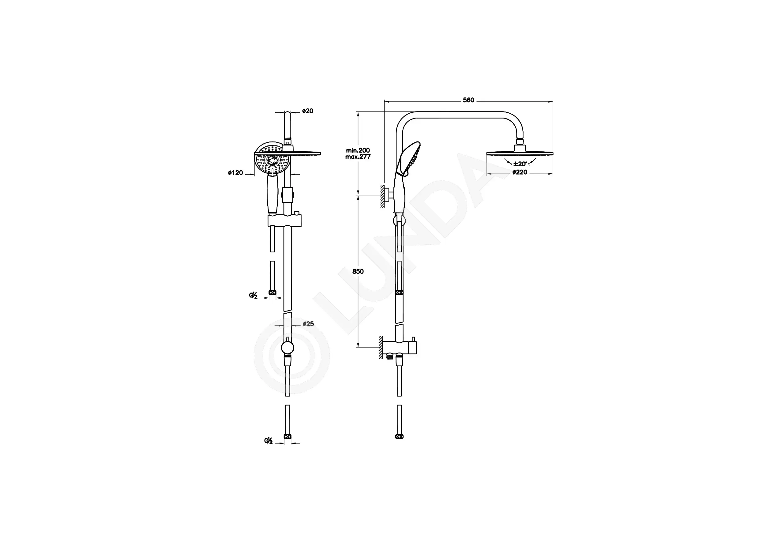 Душевая колонна System Rain LS25, хром, Vitra