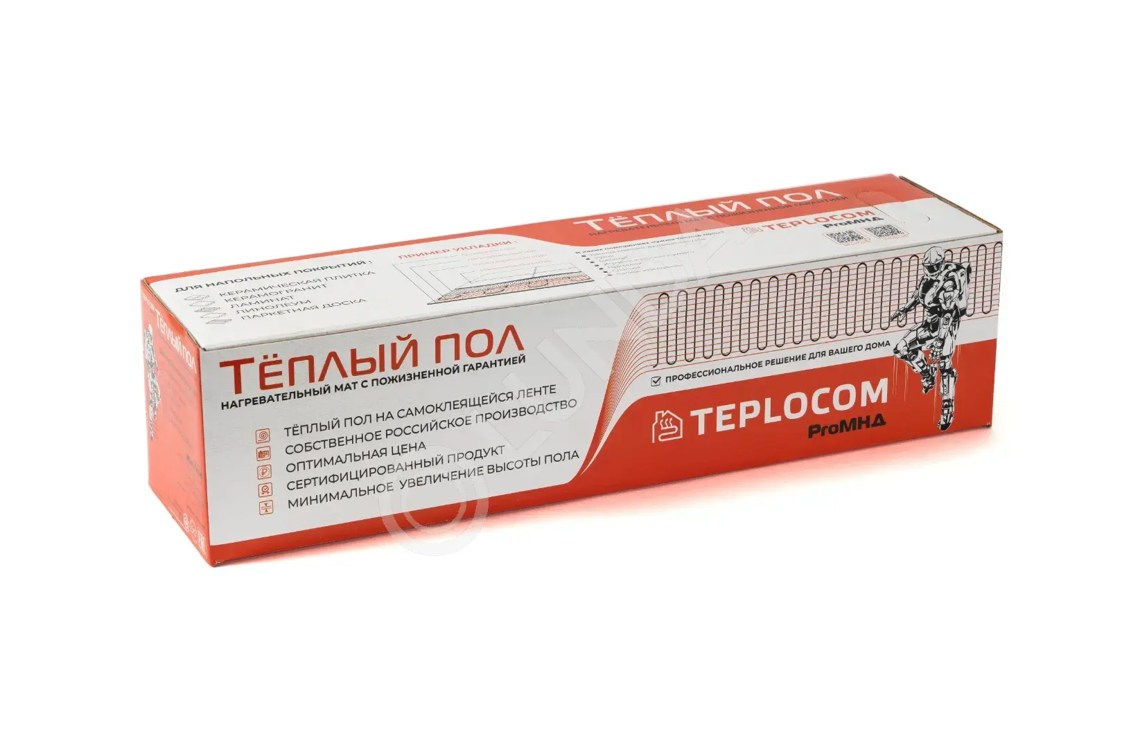 Маты нагревательные двухжильные TEPLOCOM ProМНД-3,0-480 Вт L=6м, 3м², R=100,6Ом, Бастион